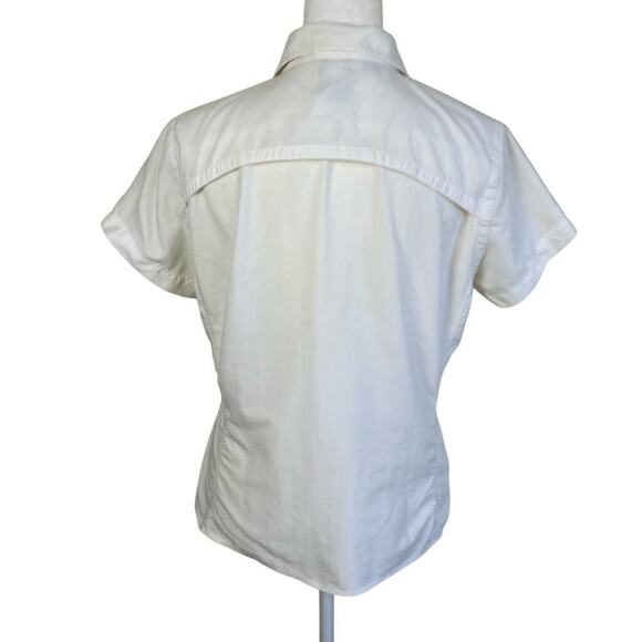 REI White Short Sleeve Sahara Shirt Button Down w Vents Lightweight Outdoors - Picture 7 of 16